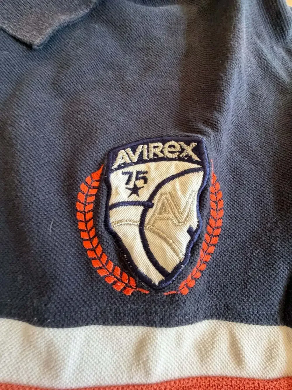 Avirex Vintage 75 Embroidered Shield Logo Colorblock Polo Shirt Size XL